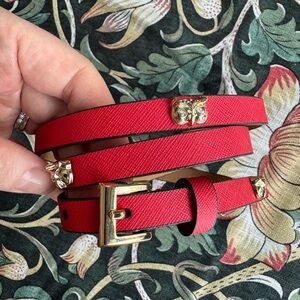 Kate Spade red leather owl belt “In the loop”, Medium